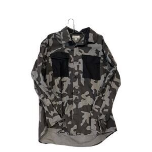 Free Assembly Camo Denim Button Down Shirt Mens Large